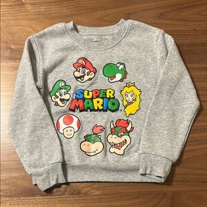 Nintendo Super Mario Characters Gray Crewneck Sweatshirt Size XS